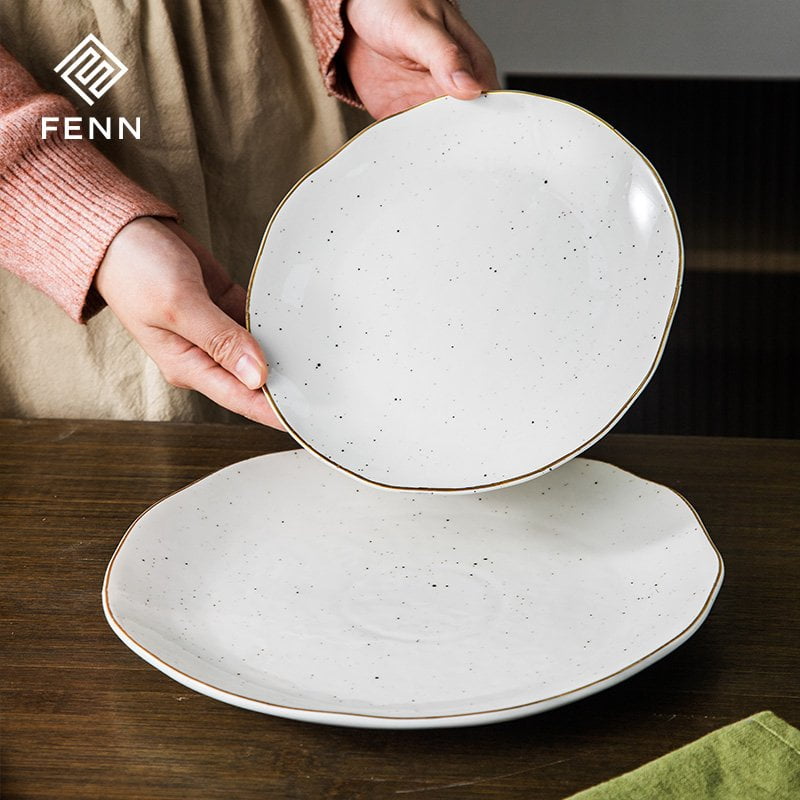 Irregularly ceramic dinner plate