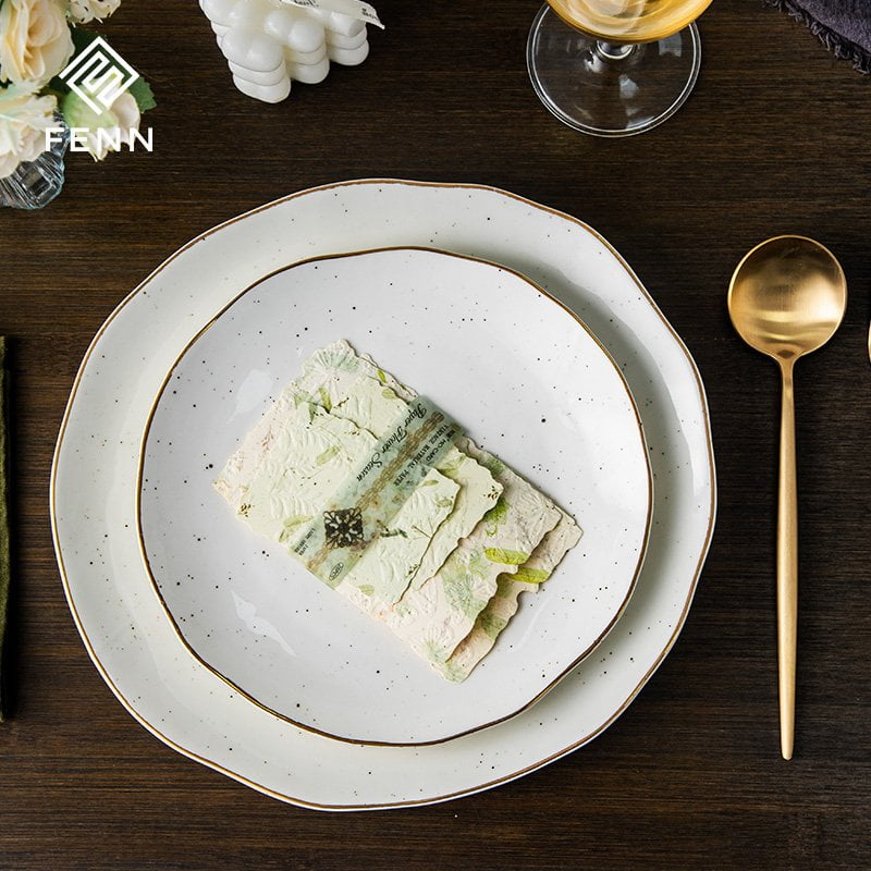Irregularly ceramic dinner plate