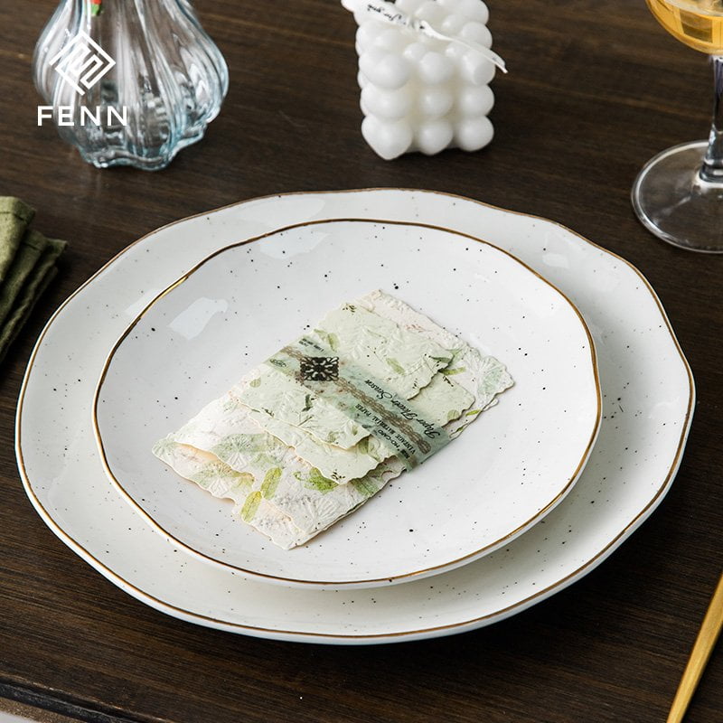Irregularly ceramic dinner plate
