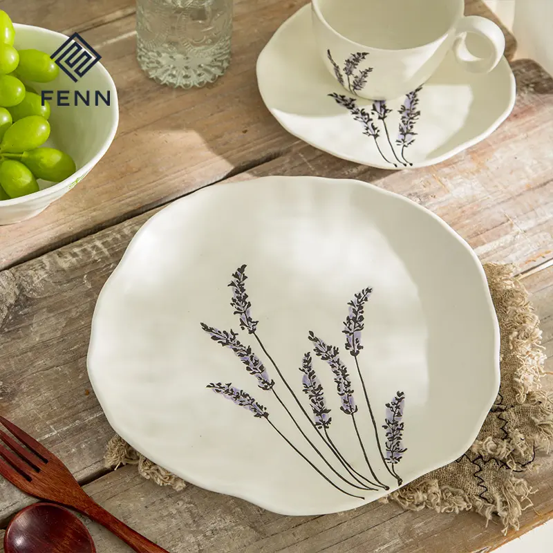Handpainted lavender dinnerware