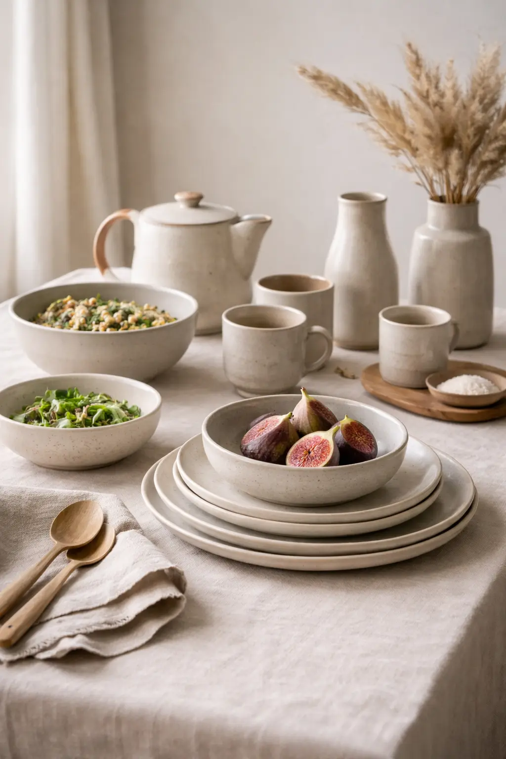 Calm Forms design line featuring minimalist ceramic plates with matte glaze and clean silhouettes
